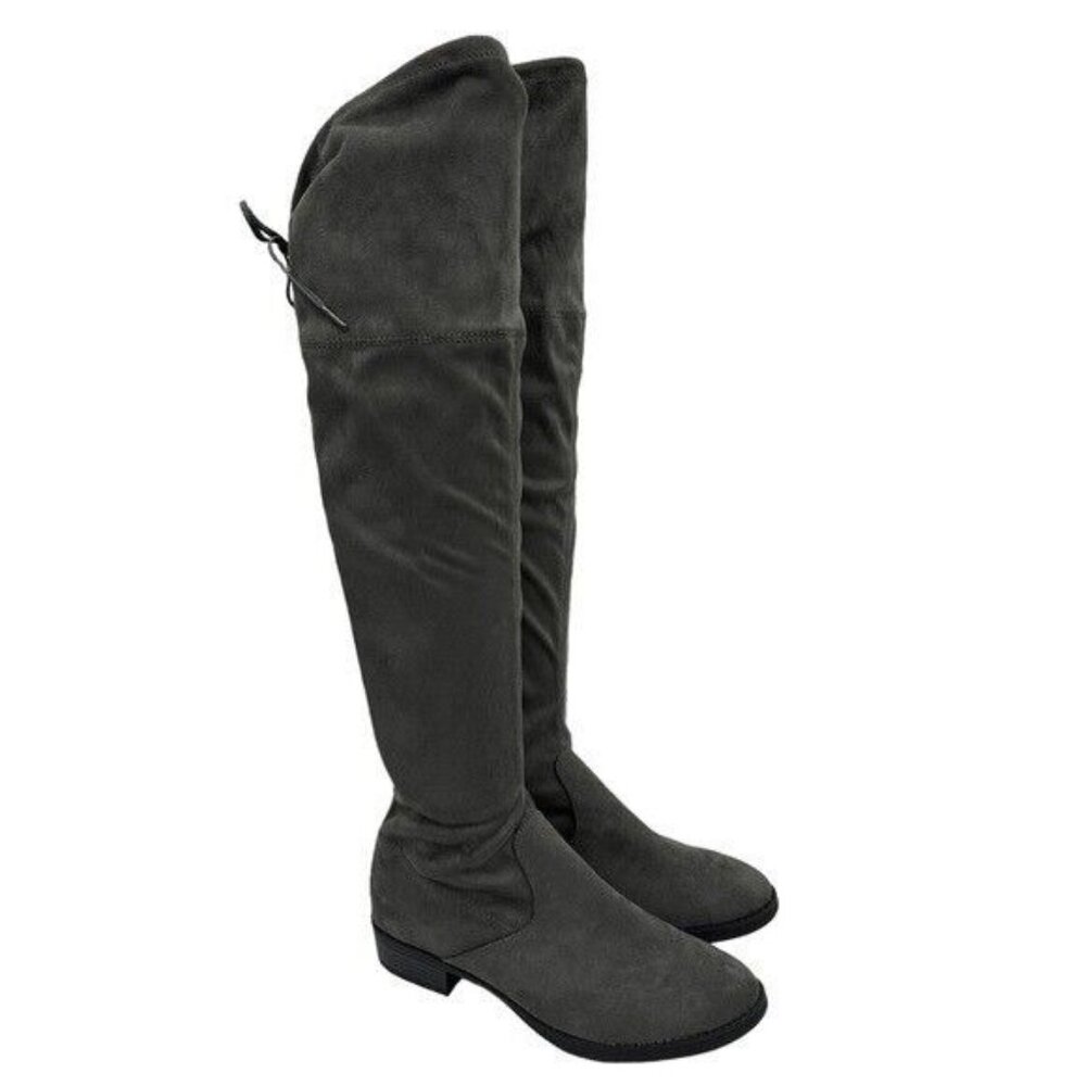 Circus by Sam Edelman 9 Peyton Stretch Over the Knee Boots Gray Faux Suede Shoes